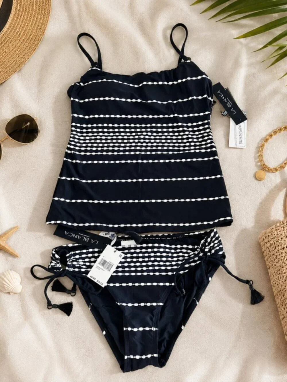 La Blanca City Lights Tankini Swimsuit Set UPF 50 Tummy Control NEW Size 6